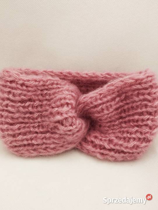 Szeroka opaska na głowę turban pudrowy róż Olsztyn