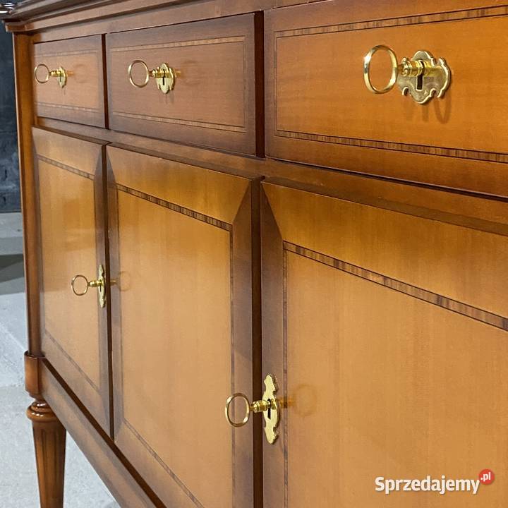 Intarsjowany kredens z witryną na zwężanych Gryfice sprzedam