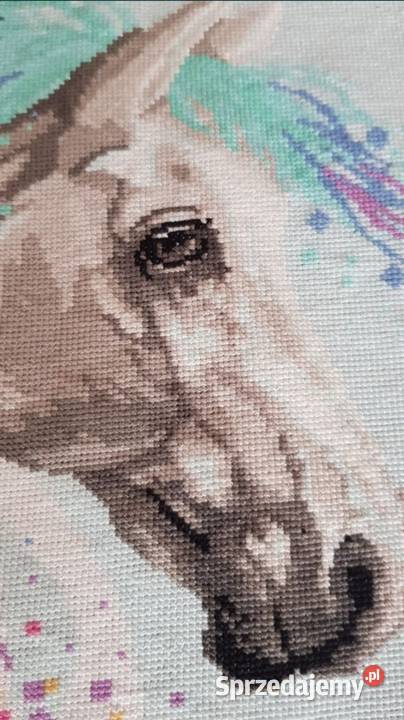 Haft krzyżykowy obraz koń RĘCZNIE ROBIONY Racibórz