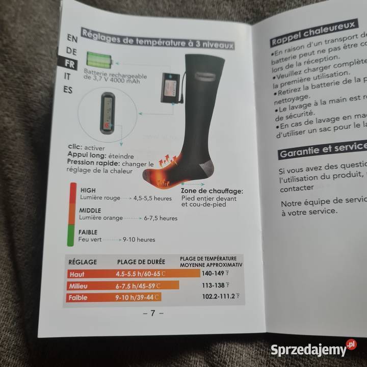 Podgrzewane elektrycznie skarpety rozmiar 8 Wrocław