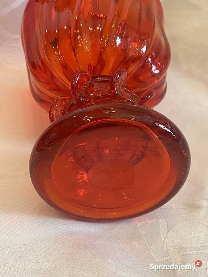 Wazon czerwony Szkło artystyczne PRL Krakowski Kraków