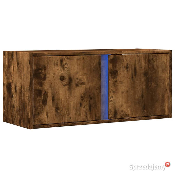 Ścienna szafka TV z LED przydymiony dąb 80x31x35 Warszawa