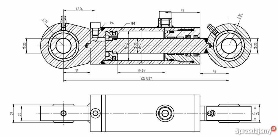 SIŁOWNIK HYDRAULICZNY CYLINDER TŁOK SKOK 64 2STR kujawsko-pomorskie Solec Kujawski