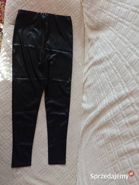 38M Woskowane legginsy spodnie rurki getry z