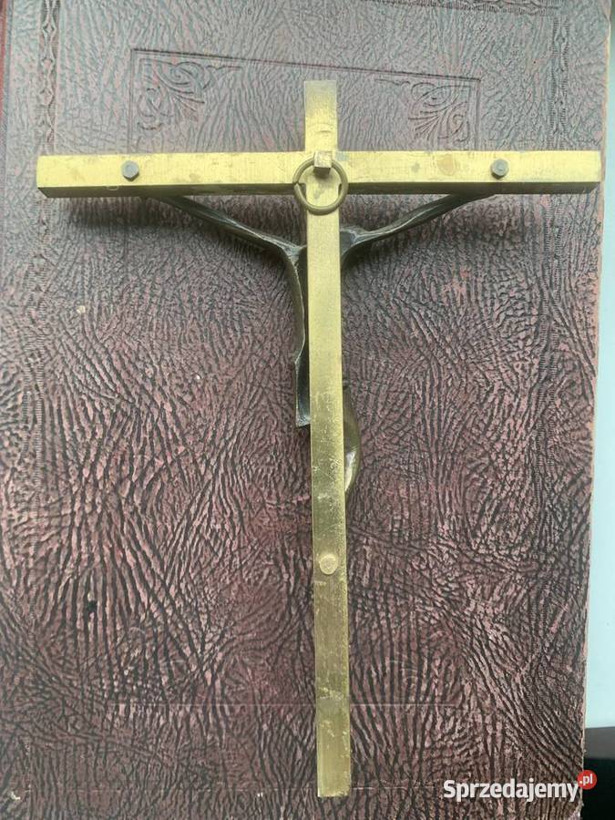 Krzyż na ścianę Mosiężny Antyki Łowicz