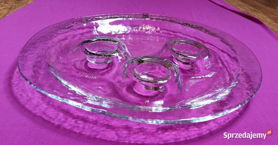 Finlandia szkło artystyczne MUURLA świeczniktaca przezroczysty Jasień