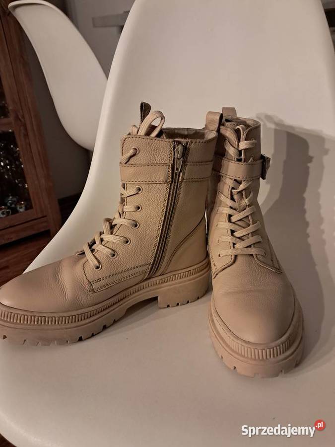 beżowe botki rozmiar 38 stan 3 razy założone świętokrzyskie Sandomierz