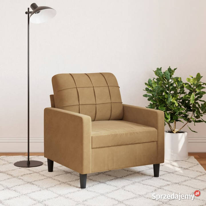 Fotel brązowy 60 obity aksamitem WM4007611 Sofy i kanapy Warszawa