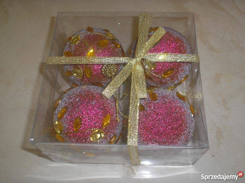 Brokatowe bombki choinkowe zestaw 4 sztuk Kraków