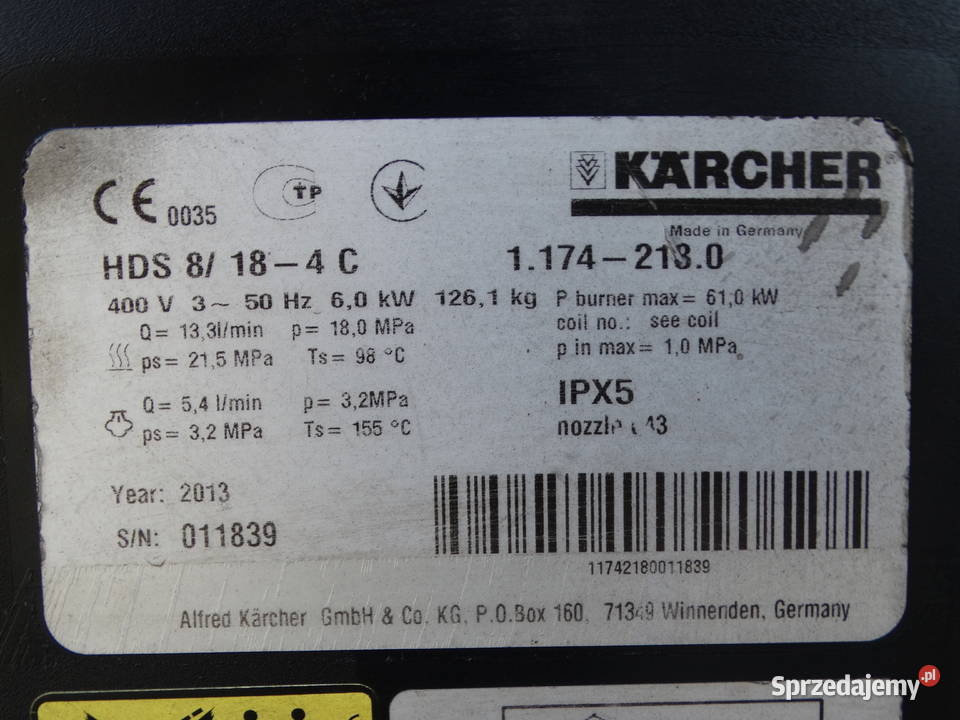 Myjka Ciśnieniowa Karcher HDS 818 4C gorąca woda Narzędzia czyszczące mazowieckie Radom
