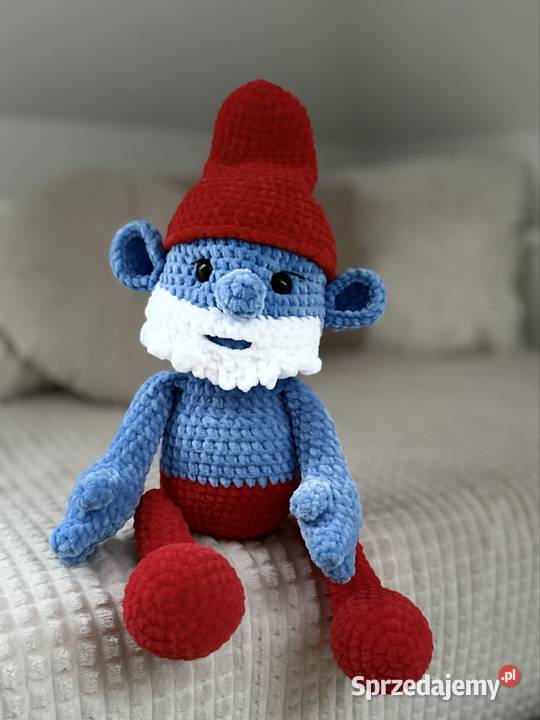 Papa Smerf na szydełku 50 Rękodzieło sprzedam