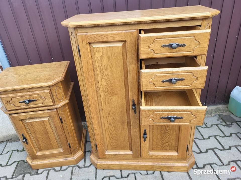 Stylowa wysoka komoda dębowa z szufladami 117cm kujawsko-pomorskie Sypniewo sprzedam