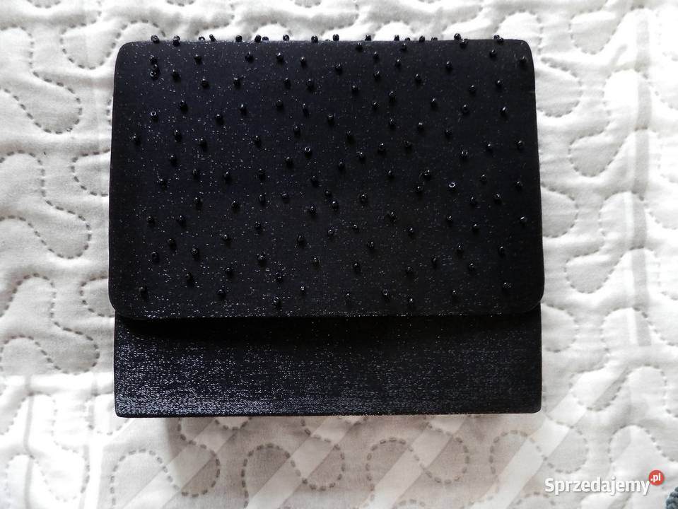 Torebka Kopertówka Wieczorowa Imprezowa Czarna Łomża