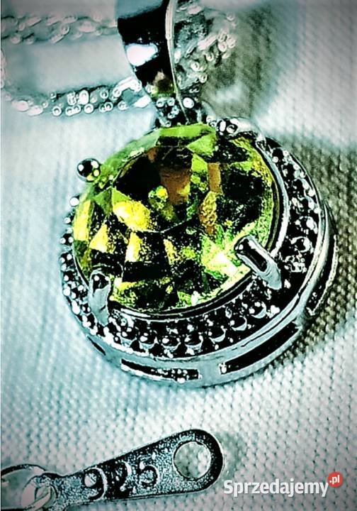 SrebroZłoto18K Naszyjnik Limonkowy Kamień śląskie Poraj sprzedam