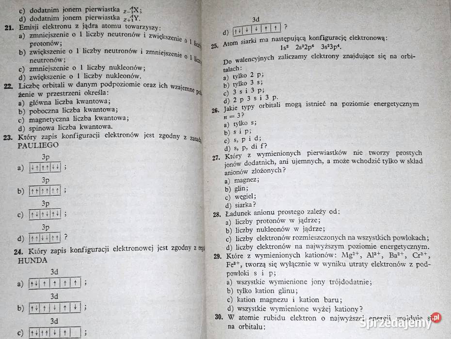 Zbiór zadań testowych z chemii na wyższe Rok wydania 1984 Chełm
