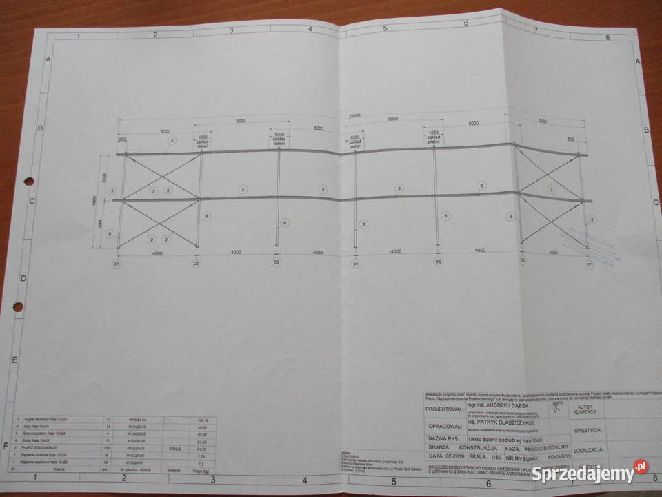 Projekt budowlany hali stalowej 10x24m Mogilno