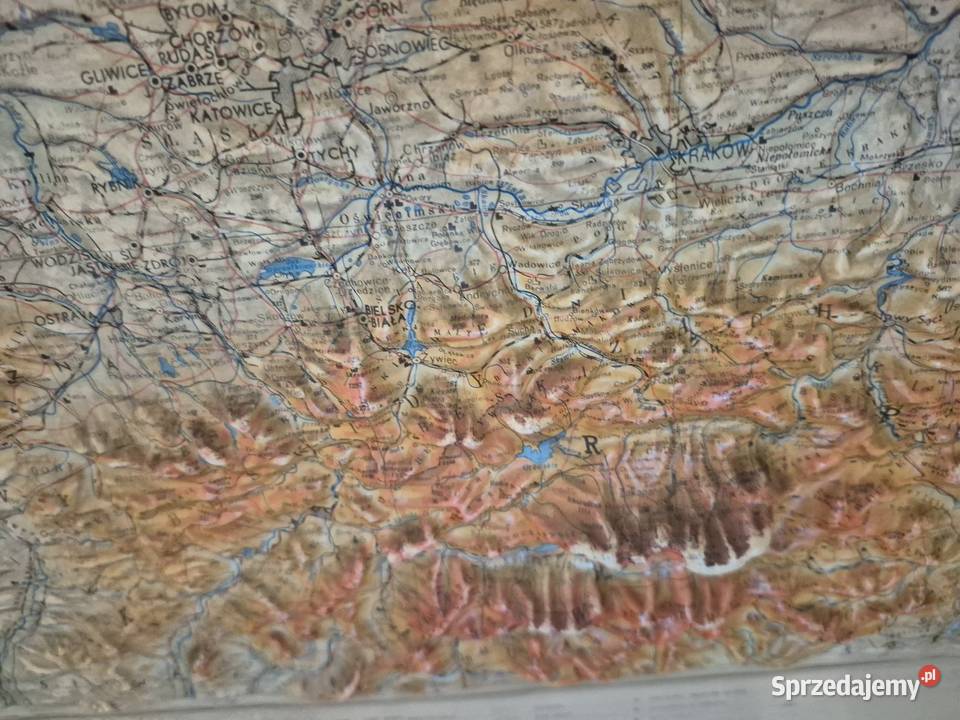 Mapa wypukła Polski z 1986 roku Piekary Śląskie