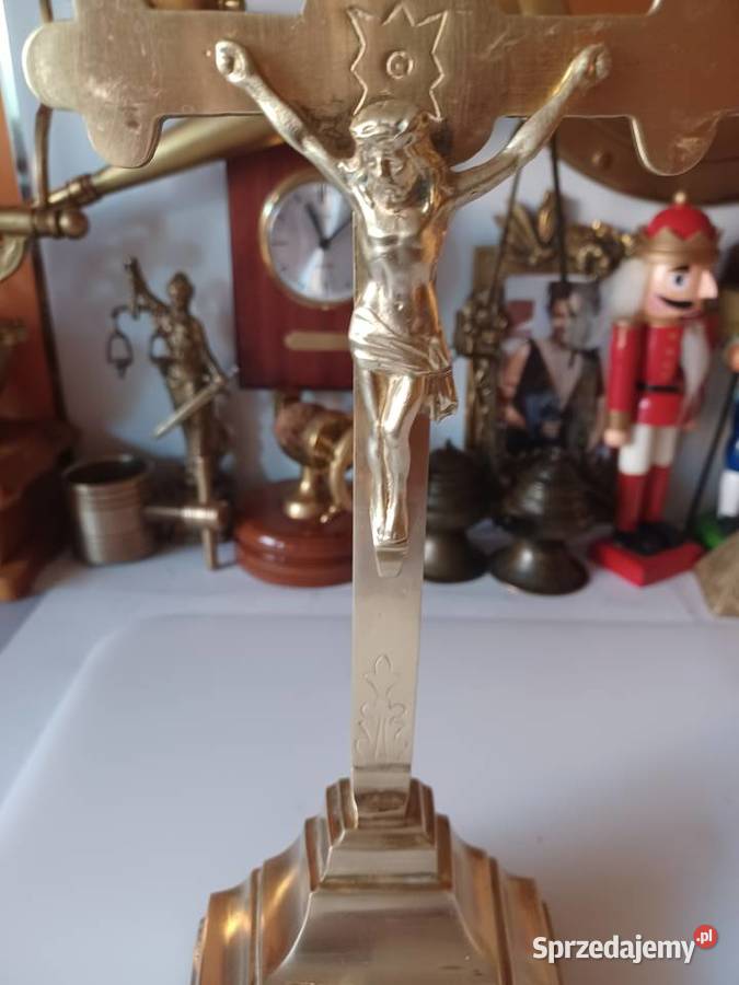 Duży krzyż stojący Mosiądz wielkopolskie sprzedam
