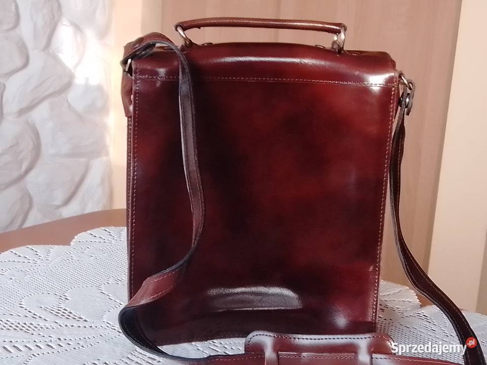 Piękna skórzana raportówka na zatrzask z Listonoszka  Sosnowiec