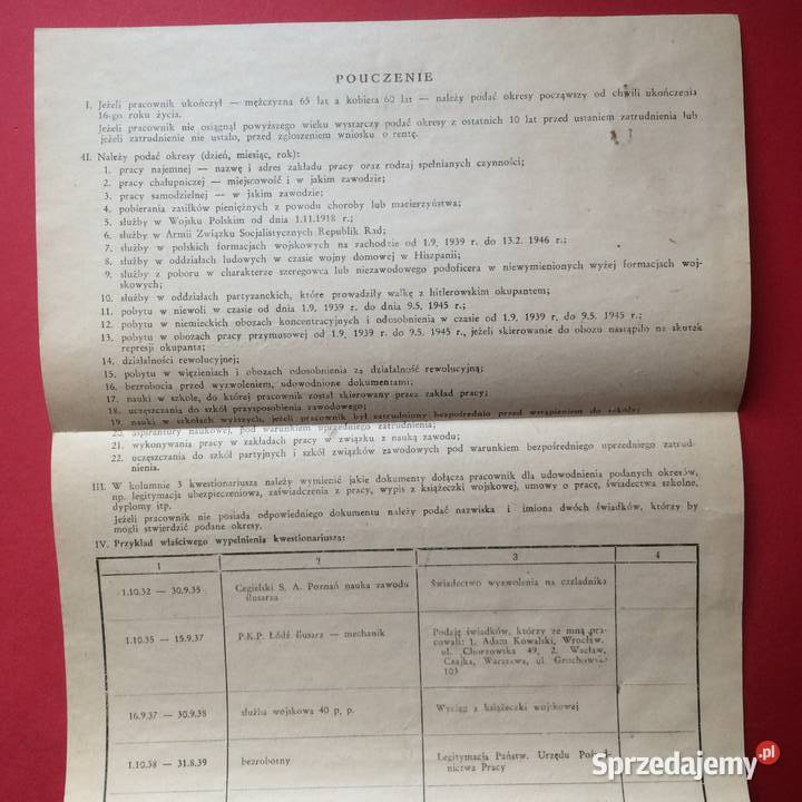 1379 Kwestionariusz Antykwariat zachodniopomorskie Szczecin