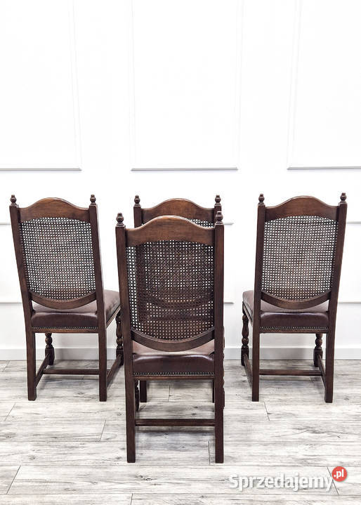 Zestaw krzeseł tapicerowanych DĘBOWYCH skórzana Kalisz