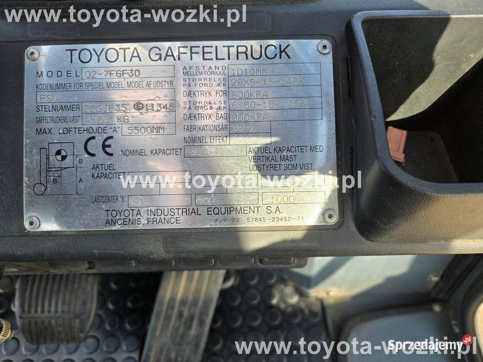 Wózek widłowy TOYOTA 7FGF30 Triplex Kabina Mysłowice