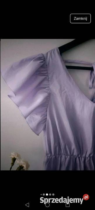 Piękna liliowa jasnofioletowy Sukienka dekolt w Rozkloszowana  Krosno