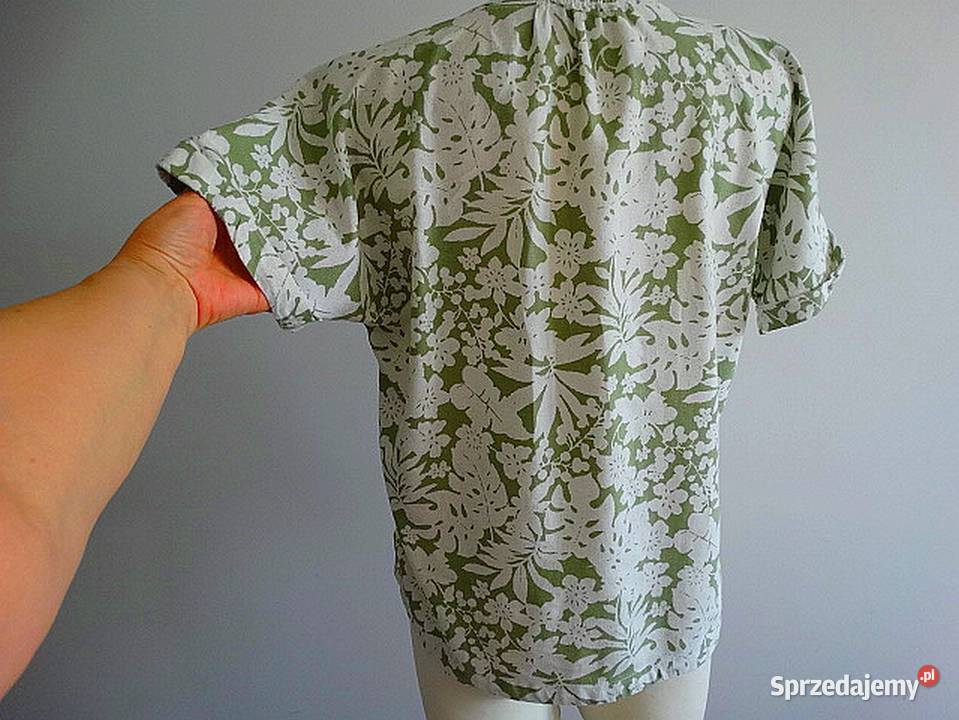 Bluzka Koszula Lniana Len Wiskoza Komfortowy biały Łomża