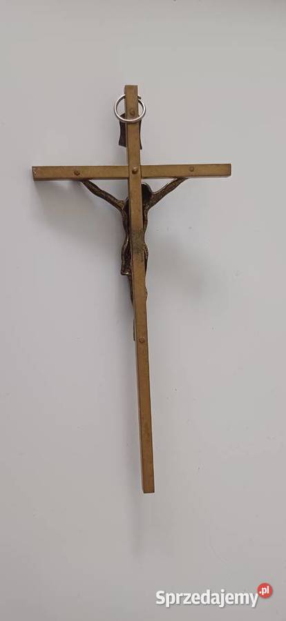 Stary mosiężny krzyż na ścianę Warszawa