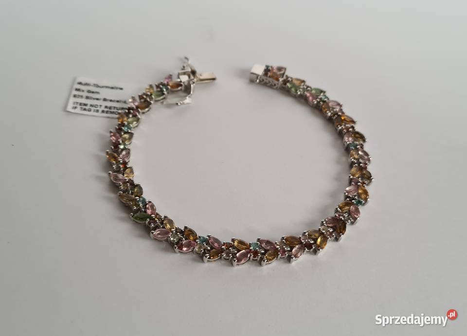 Srebra bransoletka z turmalinami kolorowymi Otwock