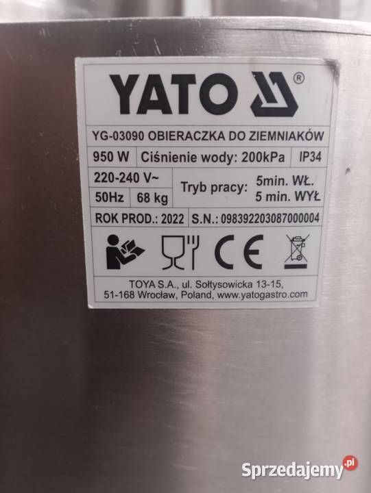 Obieraczka do ziemniaków  wsad 15 YG03090 Gastronomia dolnośląskie Wrocław sprzedam