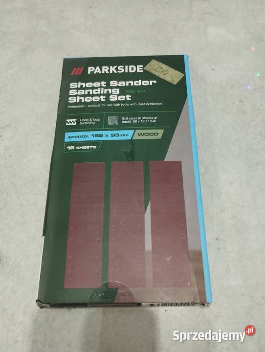 Parkside papier ścierny do drewna 185x93mm Nowy Warlubie