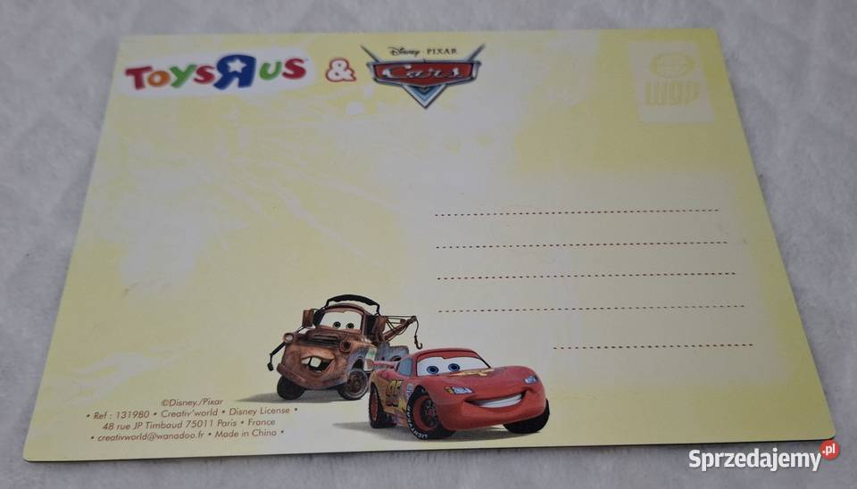 Pocztówka 3D Cars Auta Disney ToysRus 105x15 śląskie Czeladź