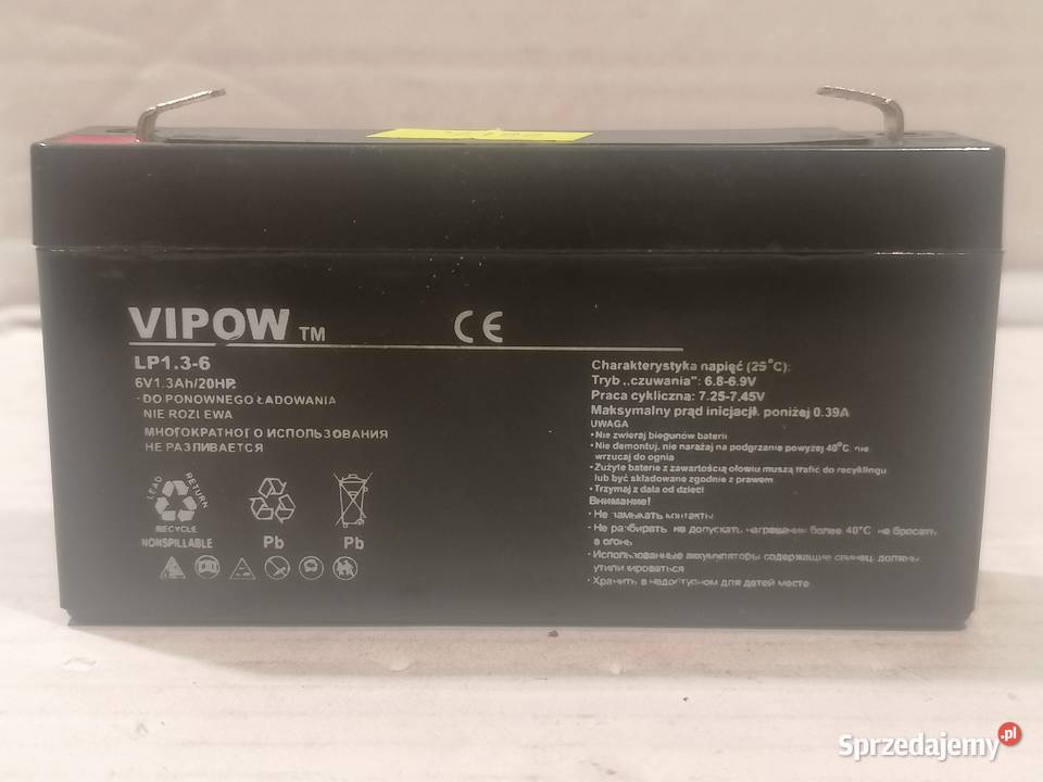 akumulator żelowy 6V 13Ah Vipow waga kasa Piotrków Trybunalski