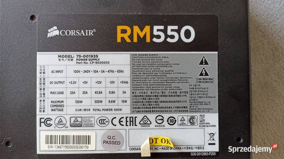 Zasilacz Modularny CORSAIR RM550 Tomaszów Mazowiecki