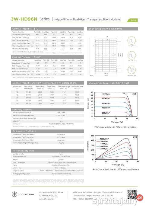 Panel fotowoltaiczny JOLYWOOD JWHD96NR2 450 W