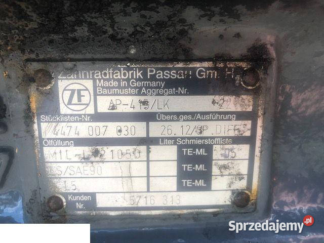 Most napędowy ZF AP415LK CZĘŚCI wielkopolskie Jastrzębniki
