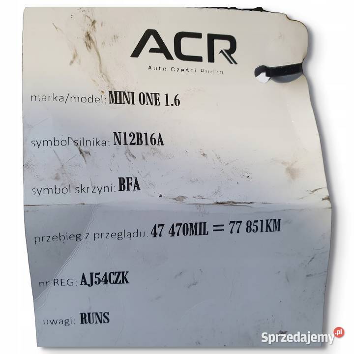 ROZRUSZNIK Mini One R50 R53 16 16V bosch Chełm sprzedam
