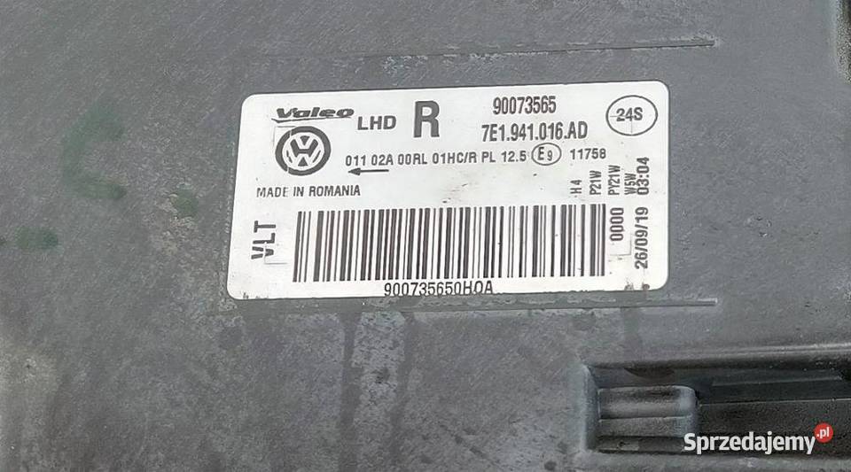 VT T6 7E1 LAMPA PRAWA PRZÓD dostawcze Oświetlenie sprzedam