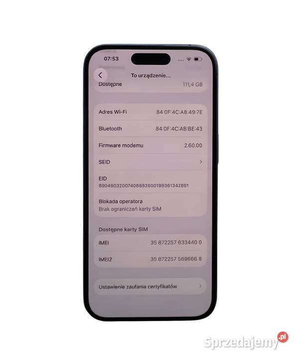 iPhone 15 128GB 91 kondycji MAŁO CYKLI OKAZJA podkarpackie