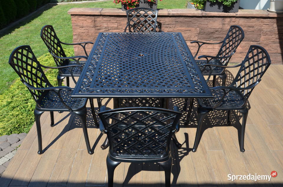 Meble ogrodowe metalowe komplet 6 osób 105cm Breń