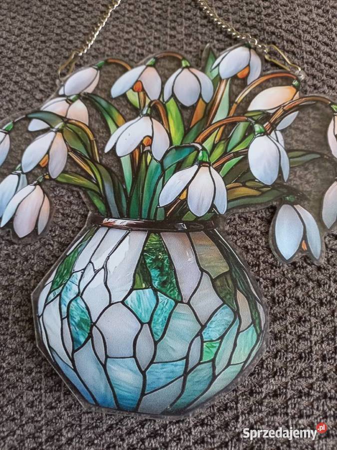Rarytas Witraż w stylu Tiffany Kwiaty we wazonie inny kolor Toruń