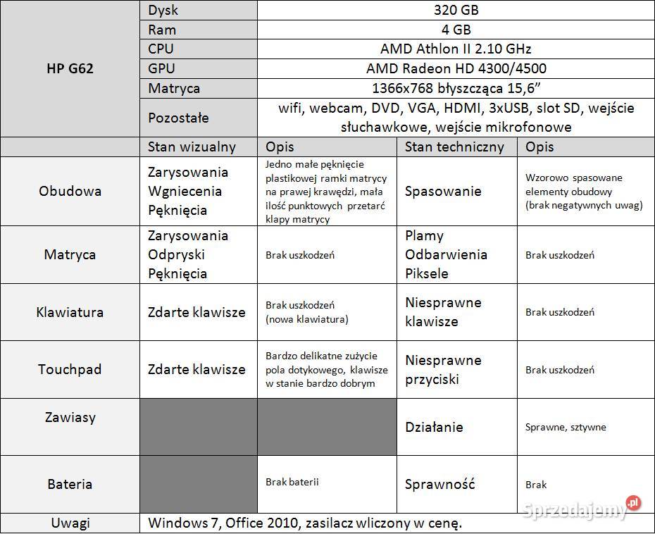 Laptop HP G62 156 zasilacz HP/Compaq śląskie
