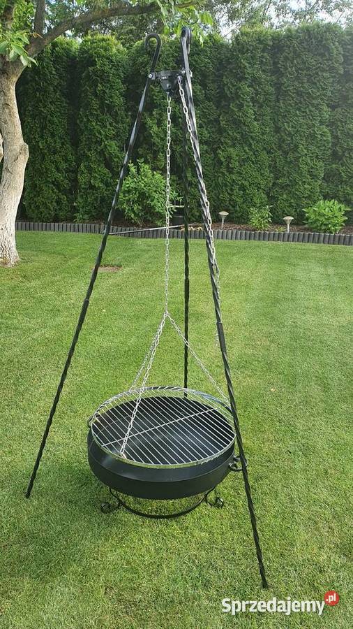 Trojnóg kuty 190 ruszt 60 chromowany palenisko Piaseczno