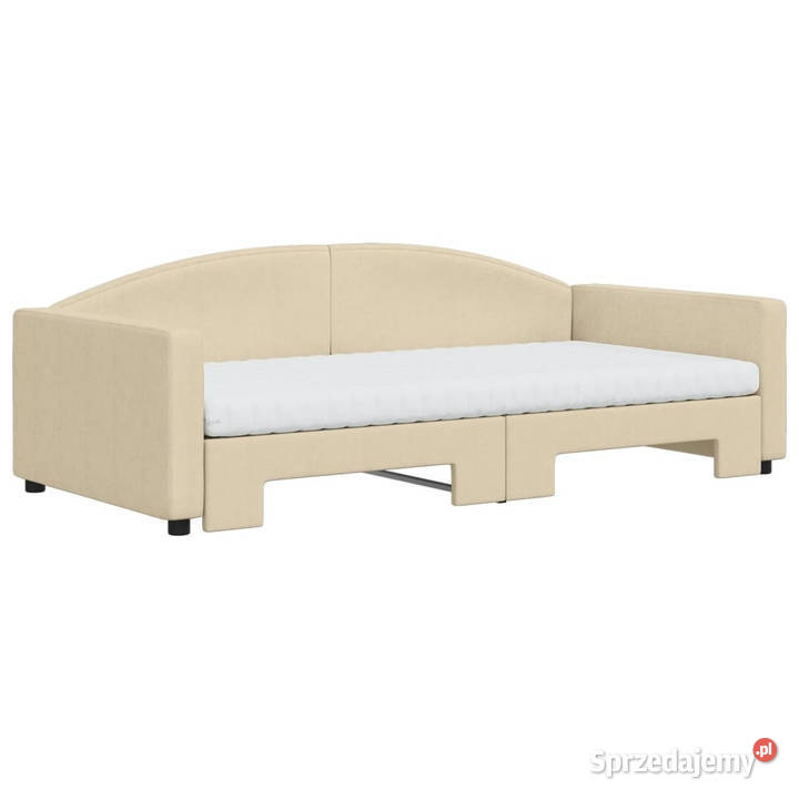 Sofa rozsuwana z materacami kremowa tkanina Warszawa