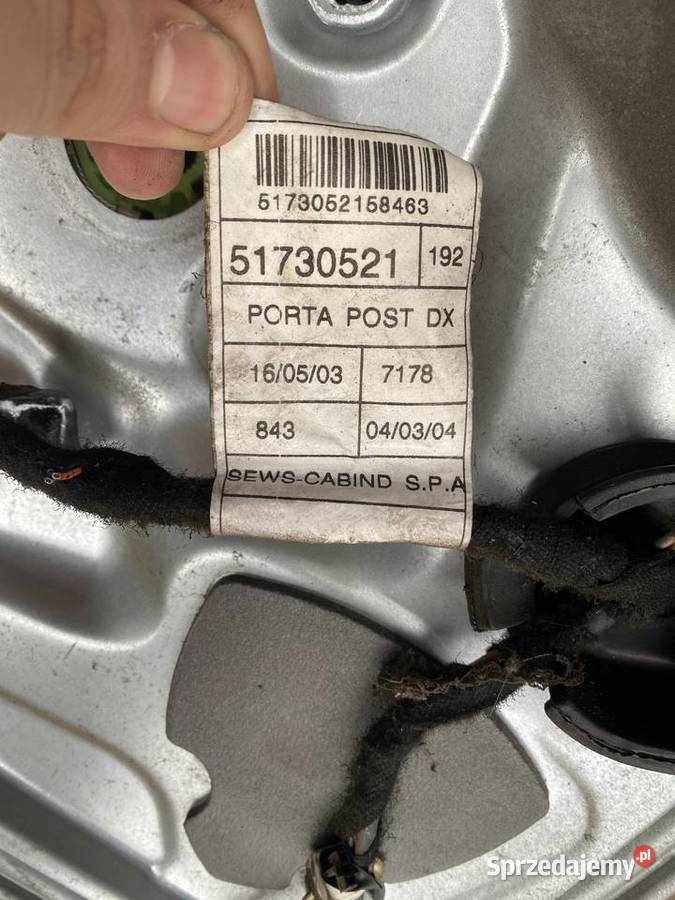 Mechanizm Podnośnika Szyby Tył Prawa Fiat Stilo wielkopolskie Ostrów Wielkopolski