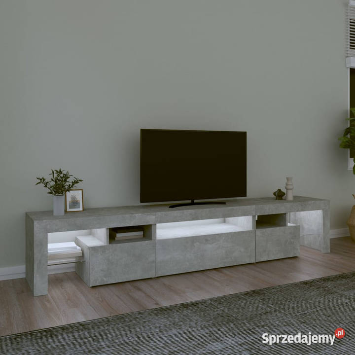 Szafka pod TV z oświetleniem LED szarość betonu Warszawa