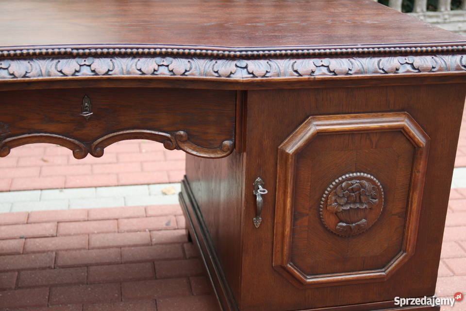 Biurko dębowe stareantyk dwustronne odnowione Swarzędz