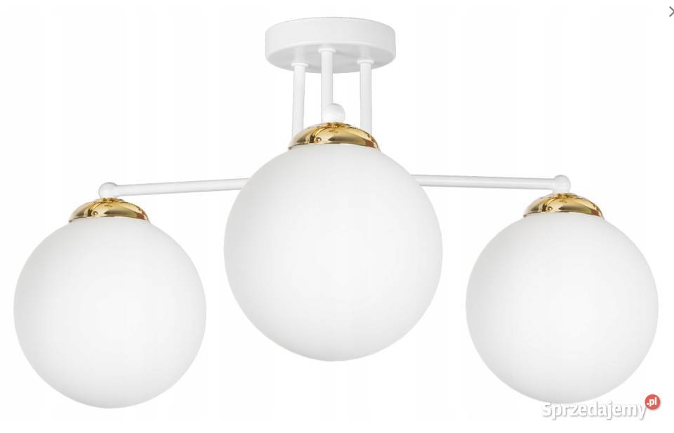 LAMPA sufitowa wisząca SZKLANA 3 KULE ZŁOTA Gold Choroszcz