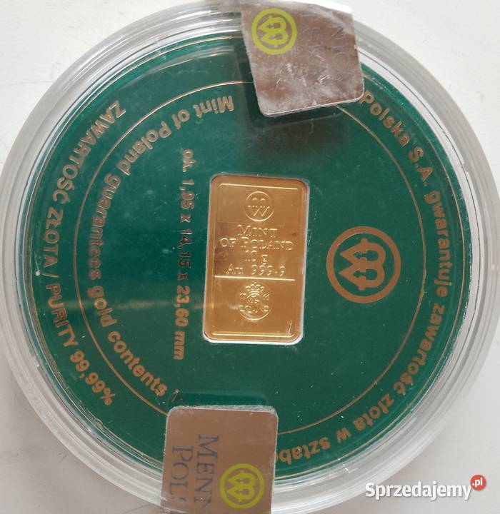 Sztabka złota 10g Au 9999 Mennica Polska małopolskie sprzedam